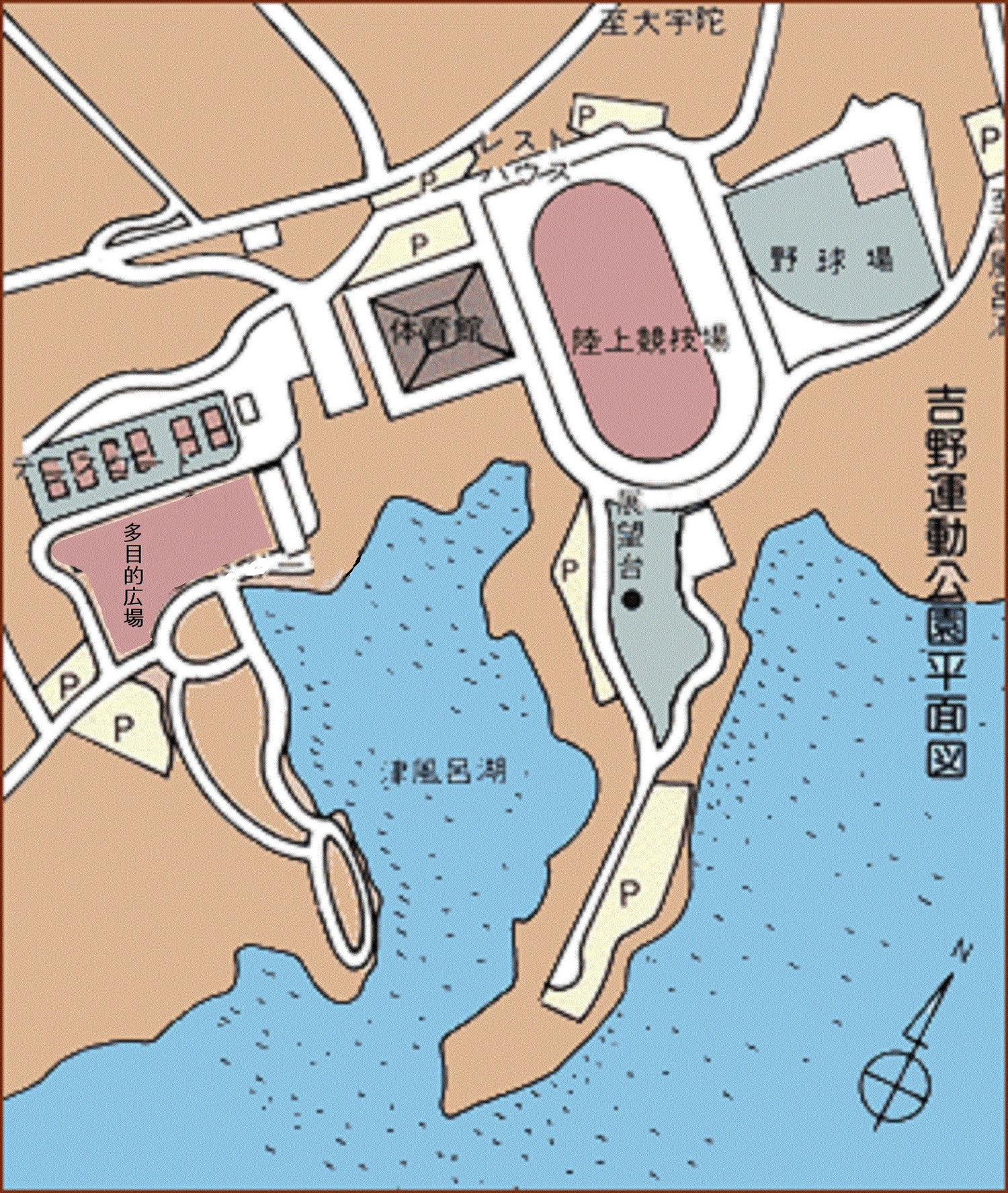 各主要施設が記された吉野運動公園平面図