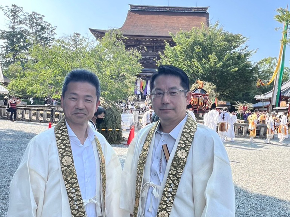 蛙飛び行事にて、堀内市長と。