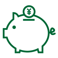 豚の貯金箱ピクトグラム画像。